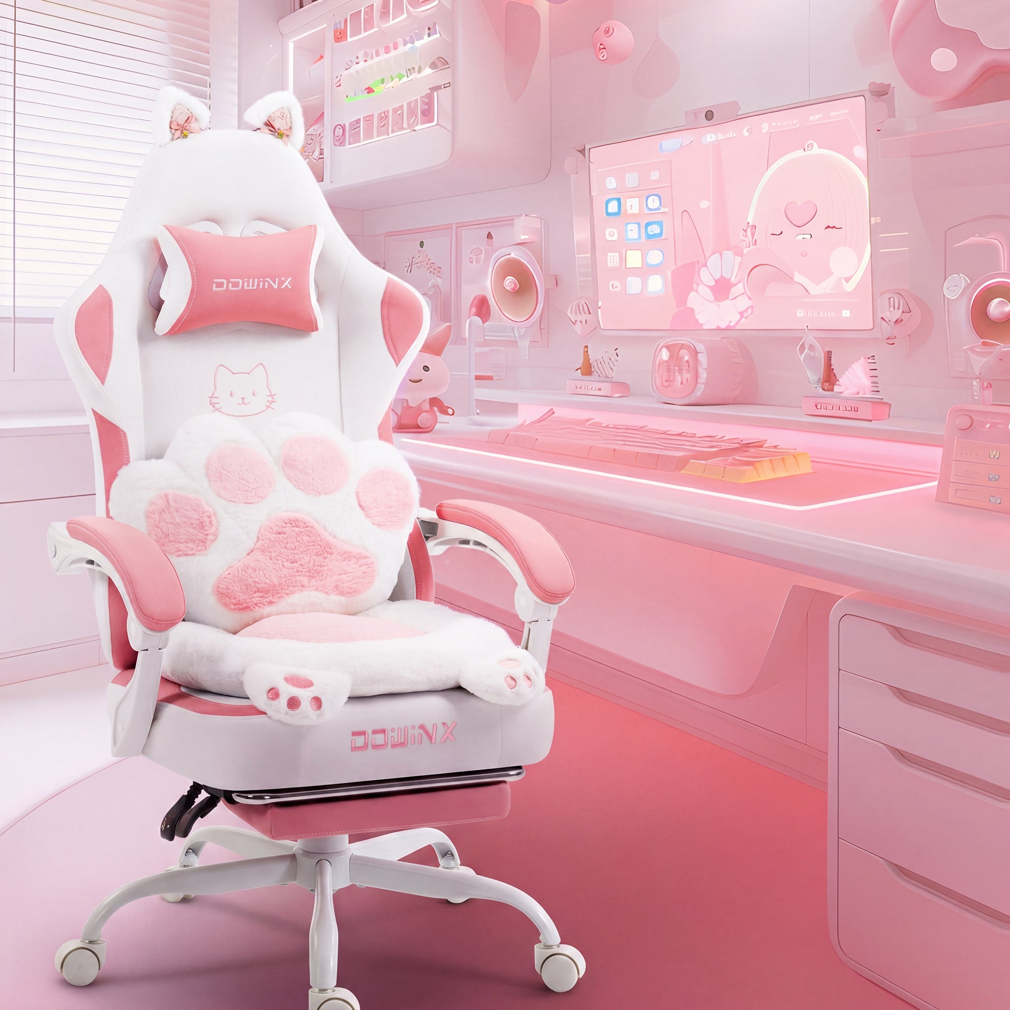 Dowinx 猫の肉球ゲーミングチェア 66D52 ピンク – DOWINX.JP